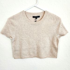 Olivaceous | NWT Cropped Short Sleeve Sweater Top Tan Small